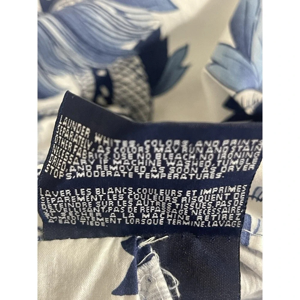 Vintage Ralph Lauren Nanking Standard 2 Shams Porcelain Dragon Blue White Ruffle